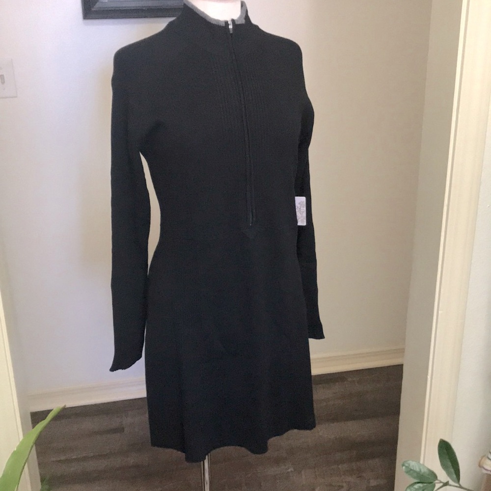 Womens Size Large Merino Wool Blend Half Zip Sweater Dress